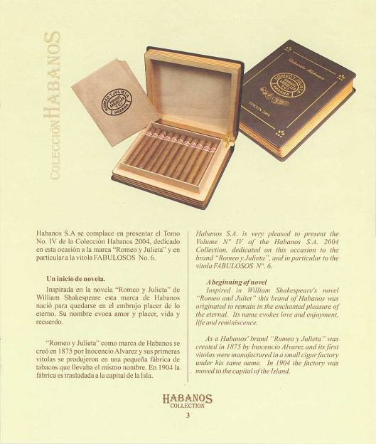 Colección Habanos 2004 Romeo y Julieta - Booklet Page 03