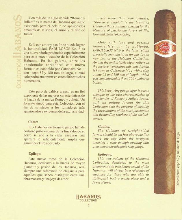 Colección Habanos 2004 Romeo y Julieta - Booklet Page 06