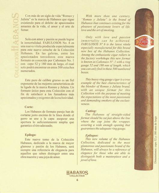 Colección Habanos 2004 Romeo y Julieta - Booklet Page 06