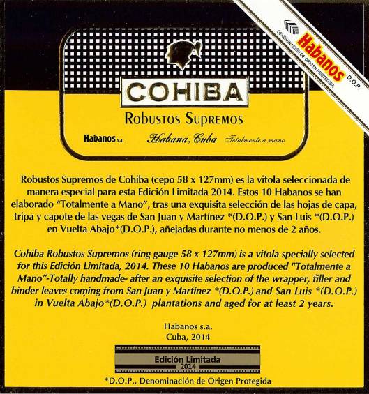 Cohiba Robustos Supremos – Edición Limitada 2014