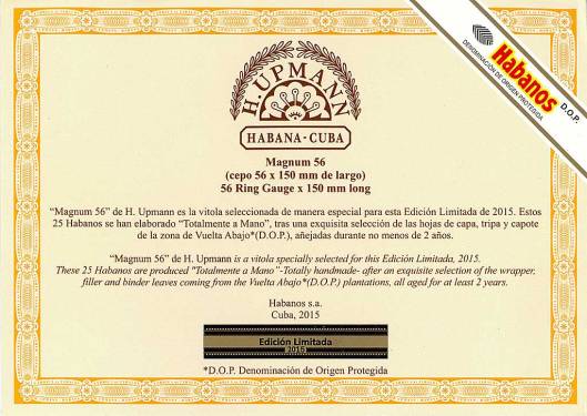 Flyer - H. Upmann Magnum 56 - Edición Limitada 2015